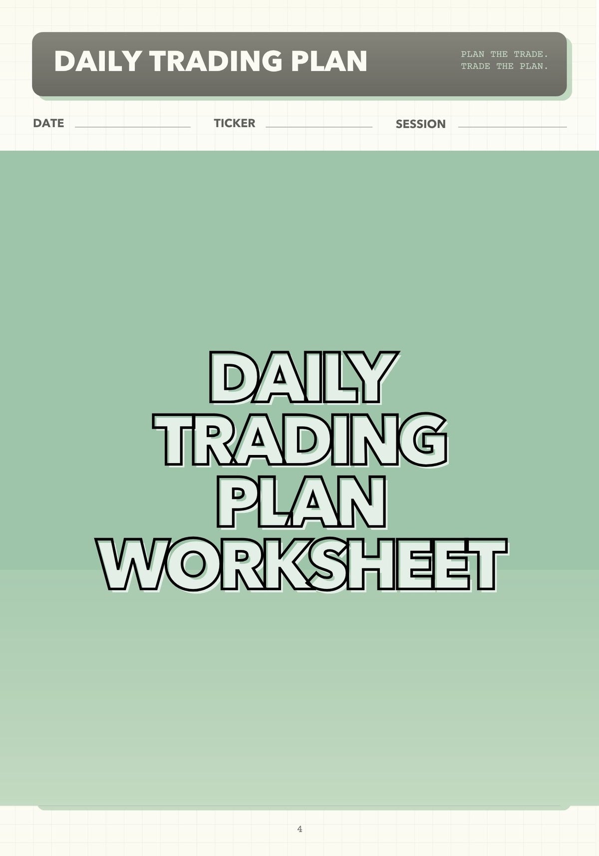 Daily Trading Plan Worksheet