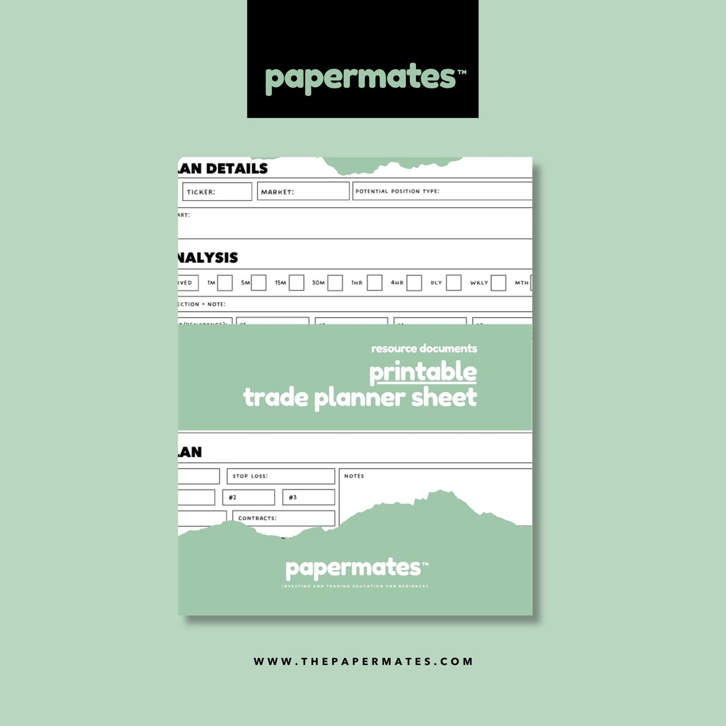 Printable Trade Planner Sheet